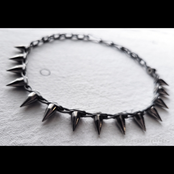 💀Death Spike Choker Hard-core Heavy Stainless Steel Spiked Chain Necklace 1of1 - Picture 2 of 4
